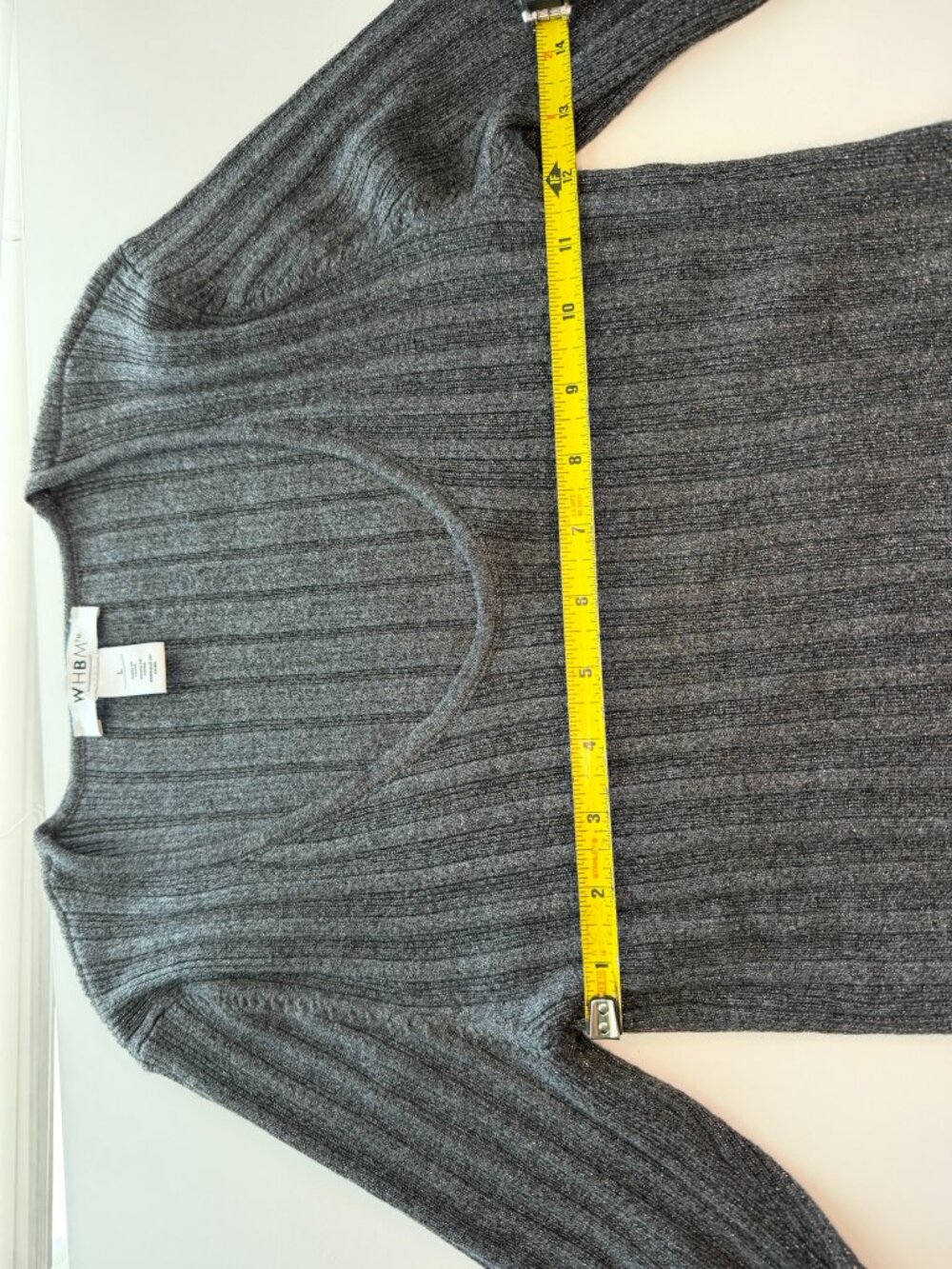 White House Black Market Grey Sparkly Top Long Sleeve Sz L - Picture 5 of 6
